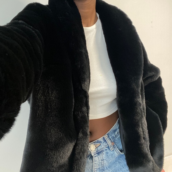 Faux Fur Black Coat - Picture 2 of 10
